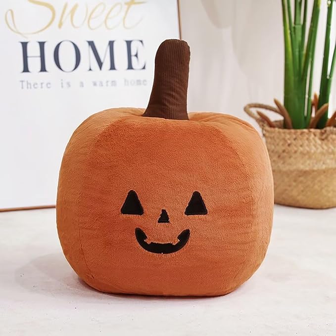 Halloween Pumpkin Plush Pillow Stuffed Toy for Kids - 11.8" Plush Pumpkin Shaped Throw Pillow, Soft Stuffed Fall Halloween Decor for Sofa Bed, Funny Thanksgiving