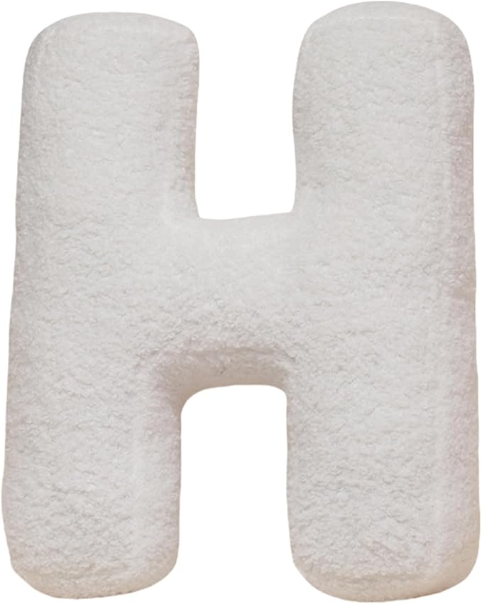 MOJUN Letter Plush Pillow, Soft Sofa Cushion Nursery Decor Kids Room Throw Pillow Cute A to Z Initial Letter Pillow Alphabet Cushion for Sofa Couch Living Room Bed Car Decoration, H