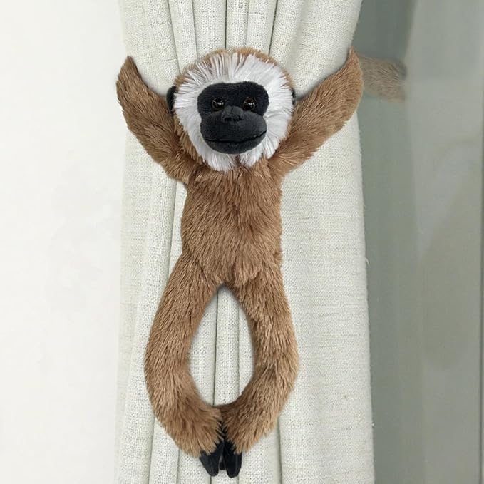 Hanging Monkey Stuffed Animals,2pcs Chimpanzee Monkey Plush Toys Curtain Buckle for Decoration,20 inches Lemur Stuffed Jungle Animals for Kids(Chimpanzee+Monkey)