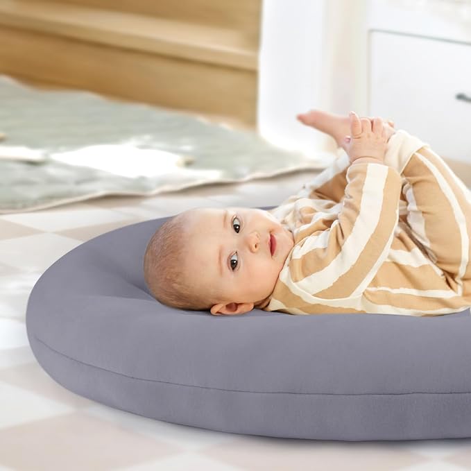 Baby Lounger for Newborn: Portable & Lightweight Pillow for Tummy Time Playtime & Diaper Changes - Skin-Friendly & Breathable for 0-12 Month Supervised Use