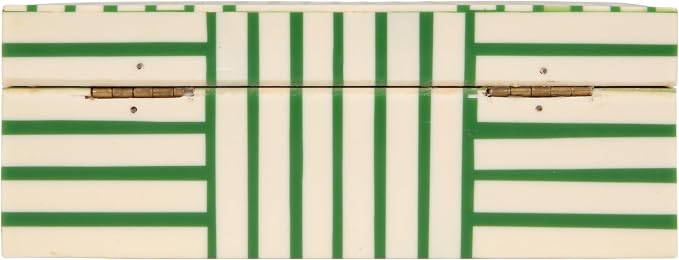 Bloomingville Green & White Striped Resin Storage Box