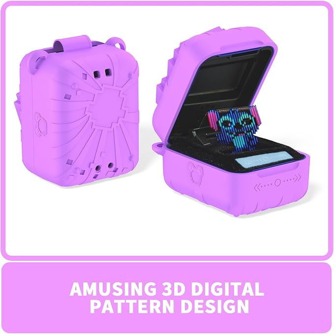 Soft Silicone Case for Bitzee Disney Interactive Toy Digital Pet, Shockproof and Protective Carrying Case for Bitzee Disney Virtual Electronic Pets with Lanyard (Light Purple)