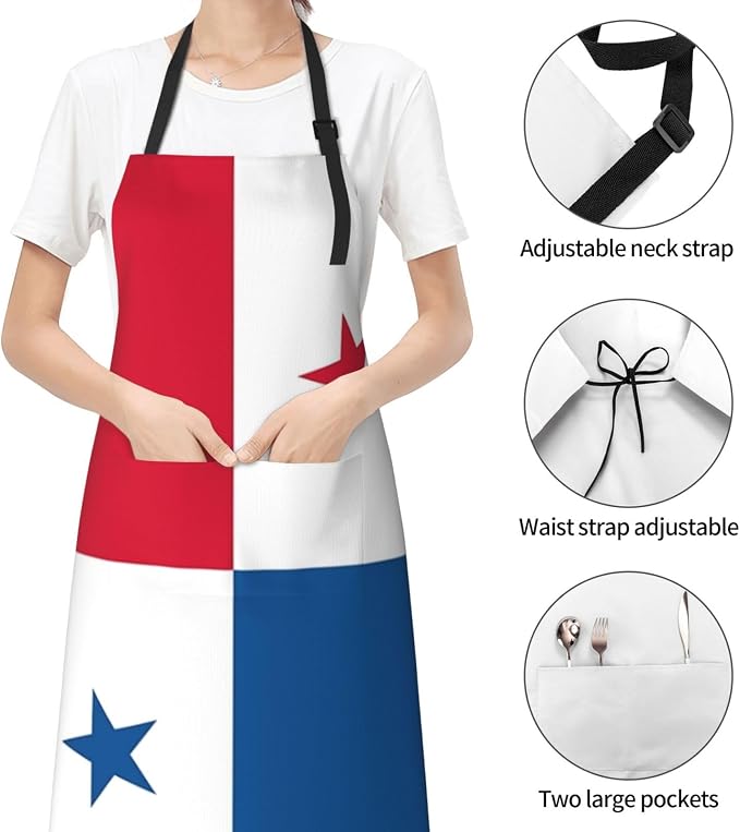 Cute Flag Kitchen Cooking Aprons for Women Men Adjustable Patriotic Flag Apron with 2 Pockets for Home Kitchen Garden