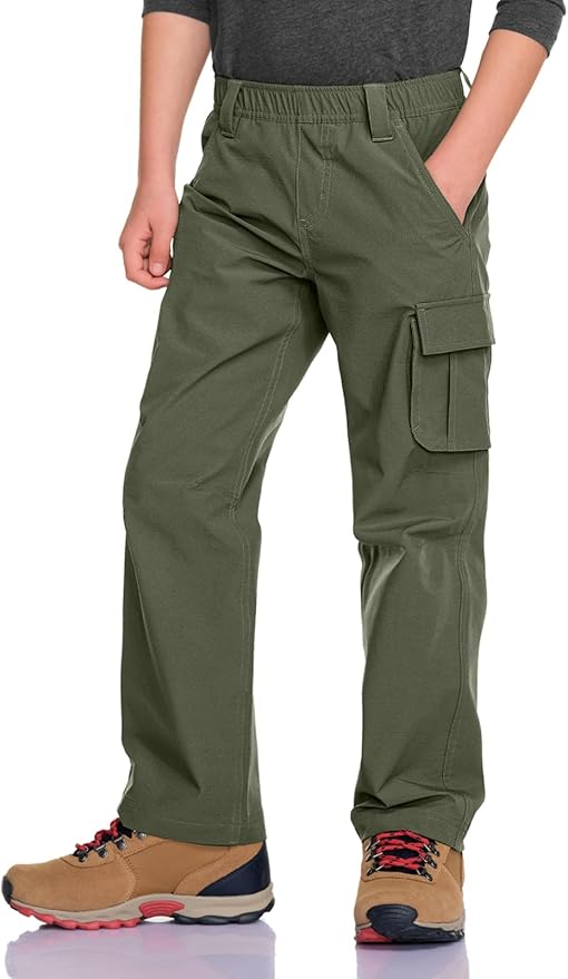 CQR Kids Boy’s Hiking Cargo Pants, Water Resistant UPF 50+ Quick Dry Youth Casual Outdoor Climbing Camping Trousers