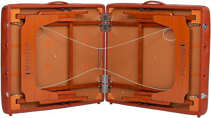 Master Massage 31" Santana Pro Portable Massage Table Package, Memory Foam Cushioning, Reiki Leg Panels, Mountain Red- Tattoo Table- Spa Bed- Folding Massage Table- Facial Bed