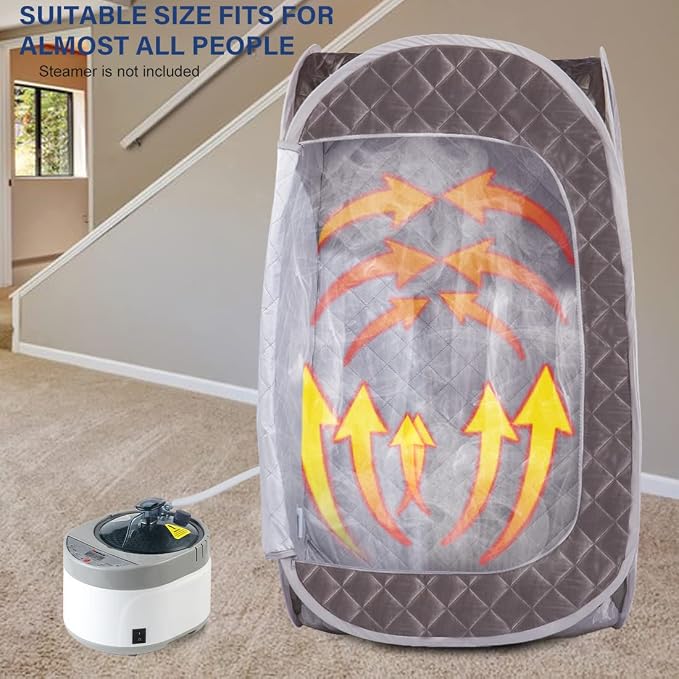 Smartmak Portable Sauna Tent, Foldable One Person Full Body Spa for Detox Therapy Without Steamer - Dark Grey