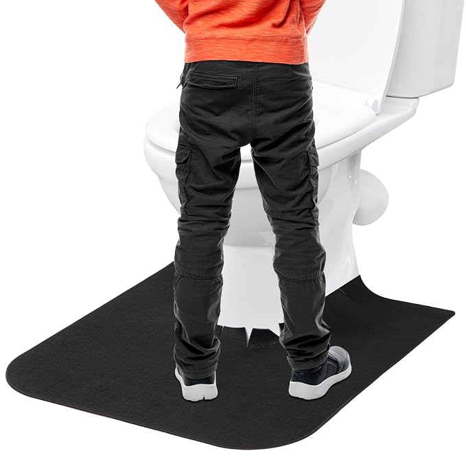 Upgrade Round Commode Potty Training Mats for Boys, Potty Training Toilet Rugs, Toilet Rugs u Shaped Washable,Toilet mats for Bathroom(4 Pack, Black)