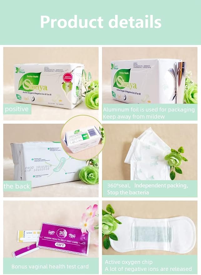 SHUYA Natural Cotton Panty Liners for Women Without Wings, Negative ion Pads, Chlorine Free, Herbal Scented, Length 155mm-120Count(Pack of 4)