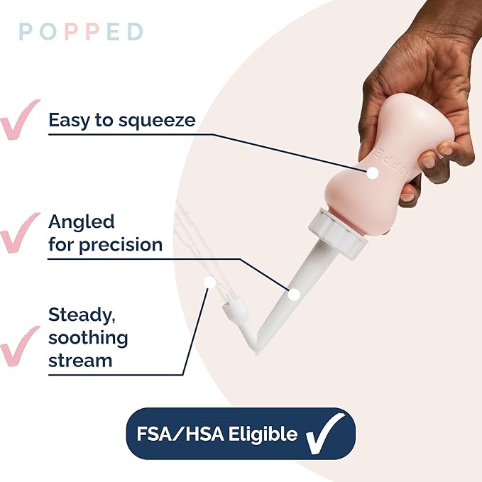 Popped Upside Down Peri Bottle for Postpartum Care, FSA HSA Eligible, 10 oz | Perineal Spray Bottle & Wash Bottle for Perineal Tears, Episiotomy & C-section Recovery, Angled Spout, Portable Bidet