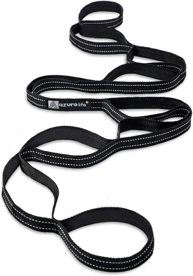 A AZURELIFE Premium Durable Stretch Straps with Loops, Stretching Strap for Physical Therapy, Multi-Loop Yoga Strap Fitness Exercise Strap for Yoga, Pilates, Dance, Flexibility&Exercise
