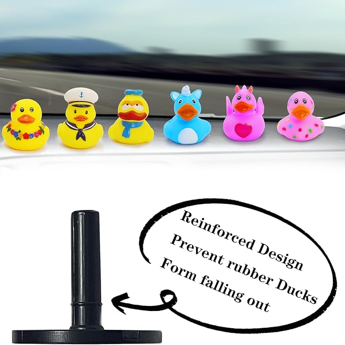 12 Pcs Duck Plug Set - Rubber Duck Mount Holder for Car Dashboard and Display Fixing, Animal Themed Self Adhesive Plastic Holder Bracket for Car Lover Gift (Rubber Ducks Not Included)
