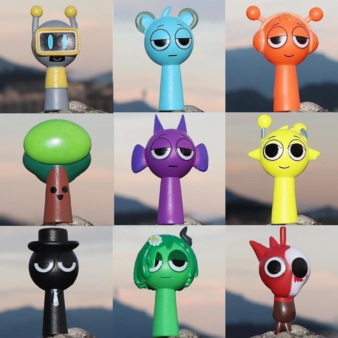 BLUE BARE Sprunki Action Figures Collection, Cute Cake Toppers Great Gift For Special Ocassions Favors Birthday Party Decoration Set Mystery Box Room and Office Decor Collectible (12-Pack)