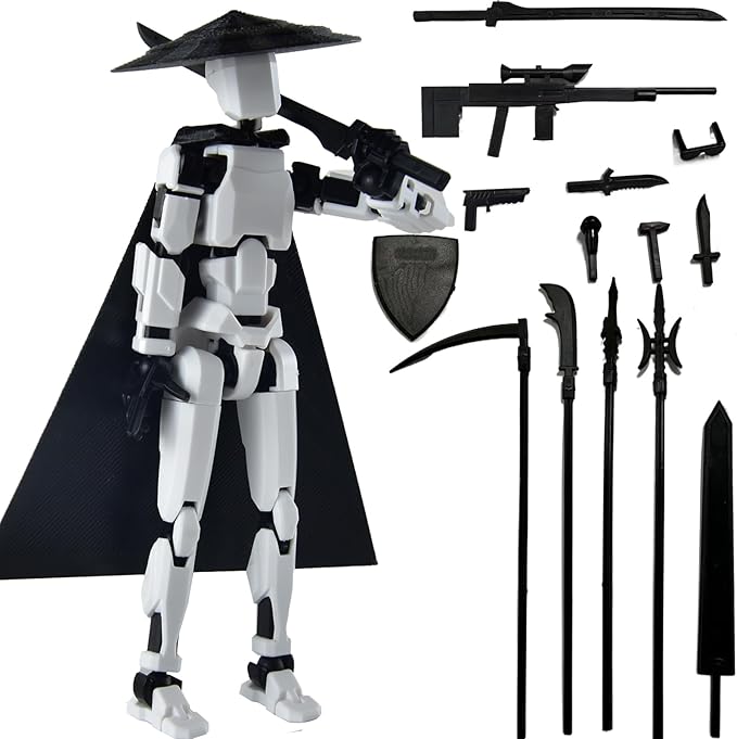 Already Assembled T13 Action Figure Accessories,Dummy 13 T13 Multi-Jointed Movable 3D Printed Toys (White)