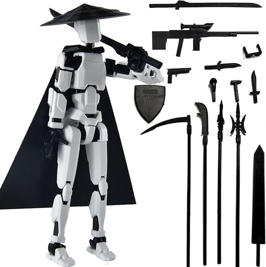 Already Assembled T13 Action Figure Accessories,Dummy 13 T13 Multi-Jointed Movable 3D Printed Toys (White)