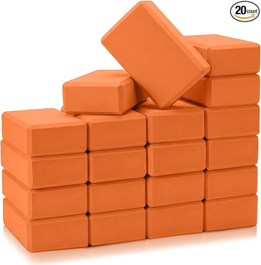 Honoson 20 Pcs Yoga Blocks Bulk 9''x6''x3'' High Density EVA Foam Blocks for Exercise Pilates Meditation, Lightweight Non-slip Surface, Improve Strength Balance Flexibility
