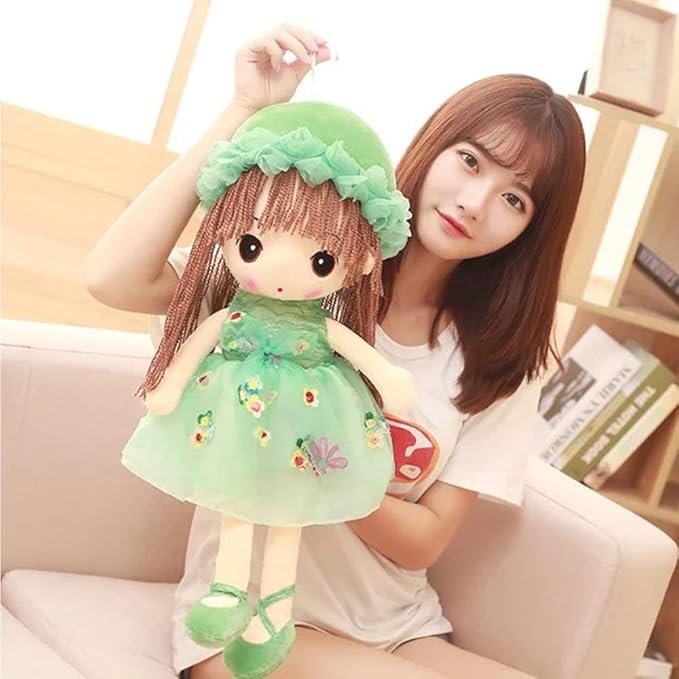 Tvoip Tulle Skirt Princess Plush Toy Phial Dolls Children Girls Doll Cute Little Girl Dolls, 18 Inch (Green)