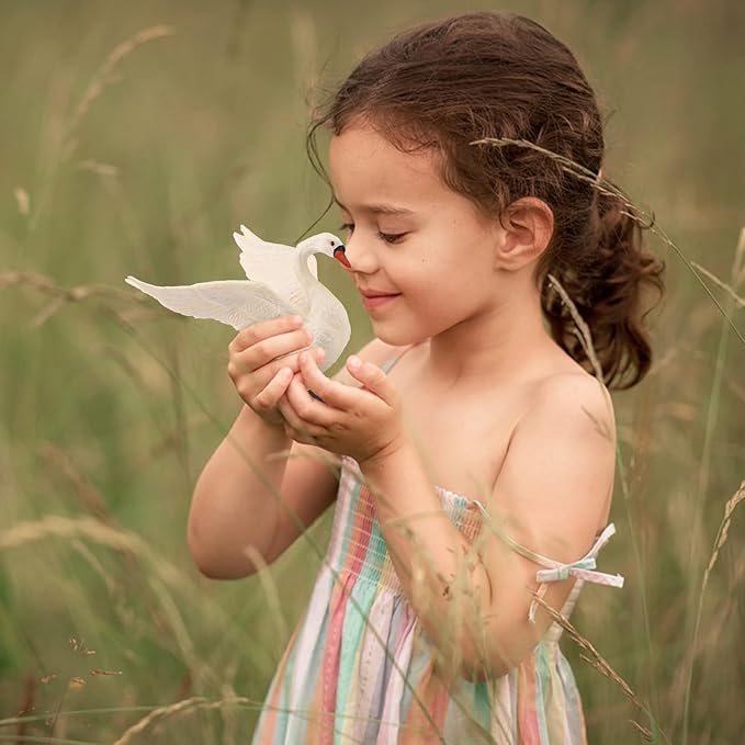 LC JoyCre Goose Toy Swan Toy 3.5 Inch Big White Swan Figurine Animal Figure for Toddlers Preschool Animals Figures Eduactional Project Diorama Model for Kids 3 4 5 6
