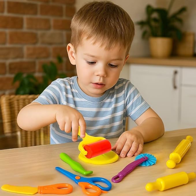 Unleash Creativity with 9 Pcs Play Dough Tools Sets Dough Whit 5 Bright Color Dough.Ideal as a Gift for Kids Aged 3-4-8 Years