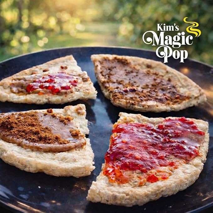 Kim's Magic Pop - Salted Caramel Flavor Drizzled | 6 Bags | 12 Cakes per Bag | Low Carb, No Trans Fat, All Natural, Multigrain Korean Snack | Easy Bread, Chip, Cracker Replacement