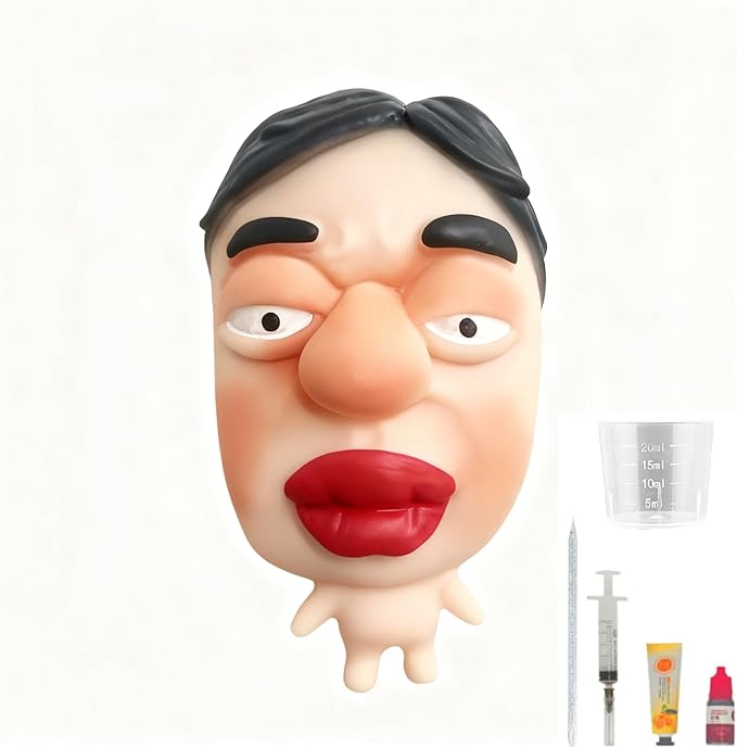 Pimple Popper Toy Set, Ultra Soft Cute Face Pimple Popping Fidget Toy, Refillable Pimple Toy with Sensory Cream, Silicone Squishy Squeeze Toy for Stress Relief & Anxiety Relief(PoutFace)