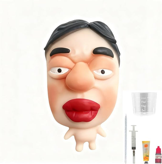 Pimple Popper Toy Set, Ultra Soft Cute Face Pimple Popping Fidget Toy, Refillable Pimple Toy with Sensory Cream, Silicone Squishy Squeeze Toy for Stress Relief & Anxiety Relief(PoutFace)