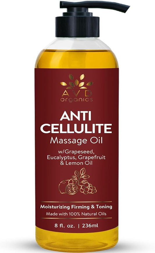 AVD Organics AntiCellulite Massage Oil 236 ml | Elevate Your Massage Rituals with This Oil Offering Deep Skin Nourishment and a Soothing Aromatic Touch| 8 fl.oz
