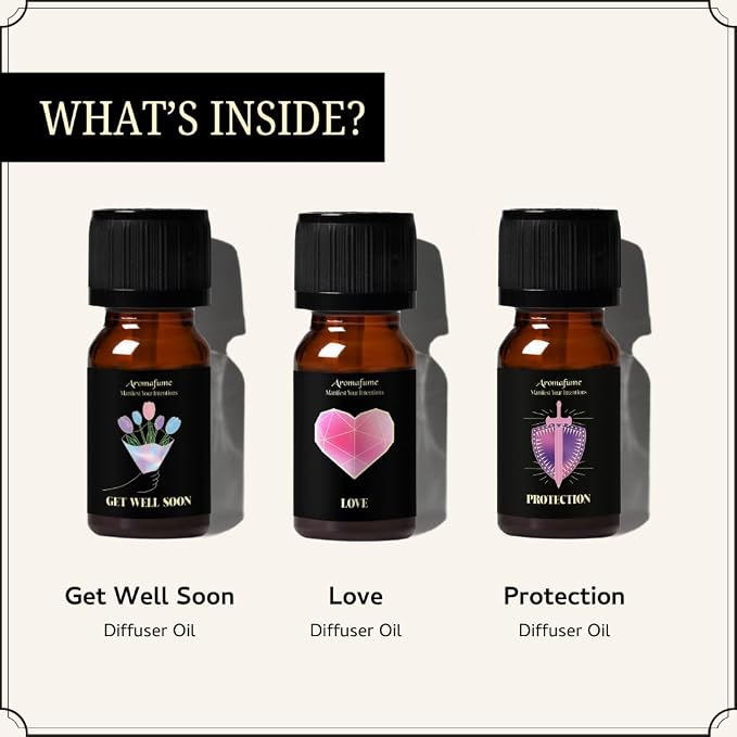 Get Well Soon, Love & Protection Oils | 3 x 10ml | Ideal for Emotional Comfort, Restorative Energy etc | Manifestation & Mindfulness