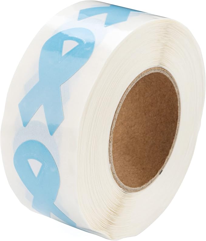 250 Small Light Blue Ribbon Shaped Awareness Stickers - Perfect for Decoration, Awareness Events, Support Groups and Fundraing