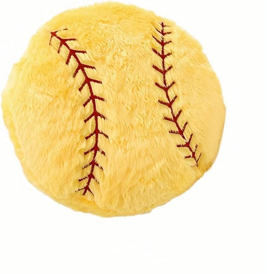 Baseball Sports Pillow Fluffy Soft Throw Pillow Toy ，14" Durable Sport Basketball Plush Toys,Plush Pillow Toys Gift for Kids Boy Girls Children Room Decoration(Yellow)