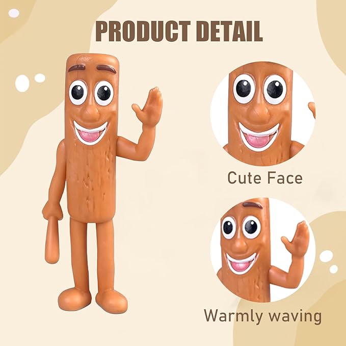 4 Inches Tall Italian Brainrot Action Figure,Tung Tung Tung Sahur,Desk Accessories for Women Men Gift Cute Office Desk Decor Bookself Cubicle Girls Boys