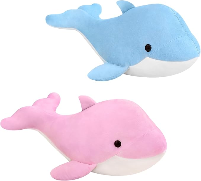 2pieces Dolphin Stuffed Animals Plush Pillows Soft Sea Animal Plush Toys Dolls Stuffed Animal Plushies Gifts for Kids (Pink+Blue 2pieces*7.5Inch)