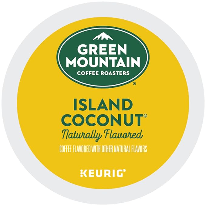 Green Mountain Coffee Roasters Island Coconut Keurig Single-Serve K-Cup Pods, Light Roast Coffee, 96 Count (4 Packs of 24)