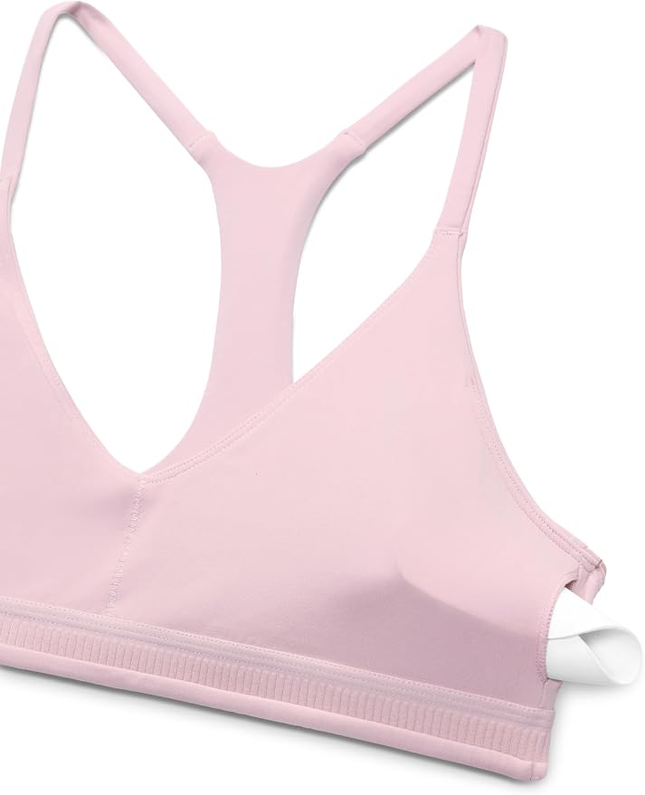 CRZ YOGA Butterluxe Low Coverage V Neck Sports Bras for Women - Spaghetti Straps Racerback Padded Yoga Top