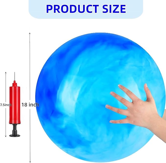 2 Pcs Marbleized Bouncy Balls for Kids Large-Sized Ball Inflatable Rubber Playground Sensory Balls for Beach Pets Indoor Outdoor Kickball Water Balls