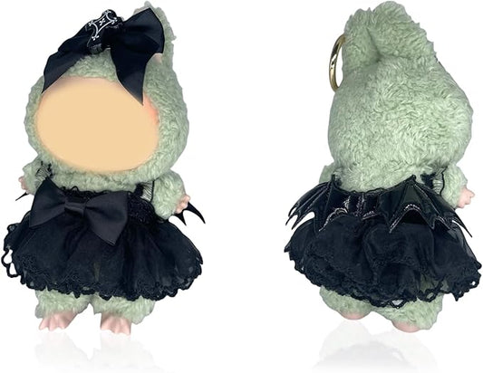 17cm Doll Clothes(NO Doll), Cute Dolls Outfit Accessories with Black Lace Skirt & Black Bow Small Kawaii Clothes Set for Dolls (Style 17)