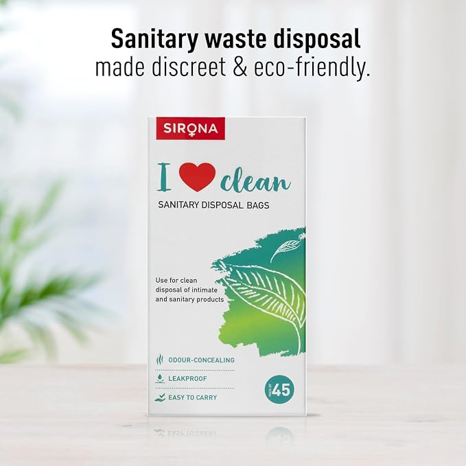 Sirona Sanitary Disposal Bags - 45 | Leakproof, Odor-Concealing Disposal for Tampons, Pads, Liners & More | Hygienic & Travel-Friendly (45 Pack)