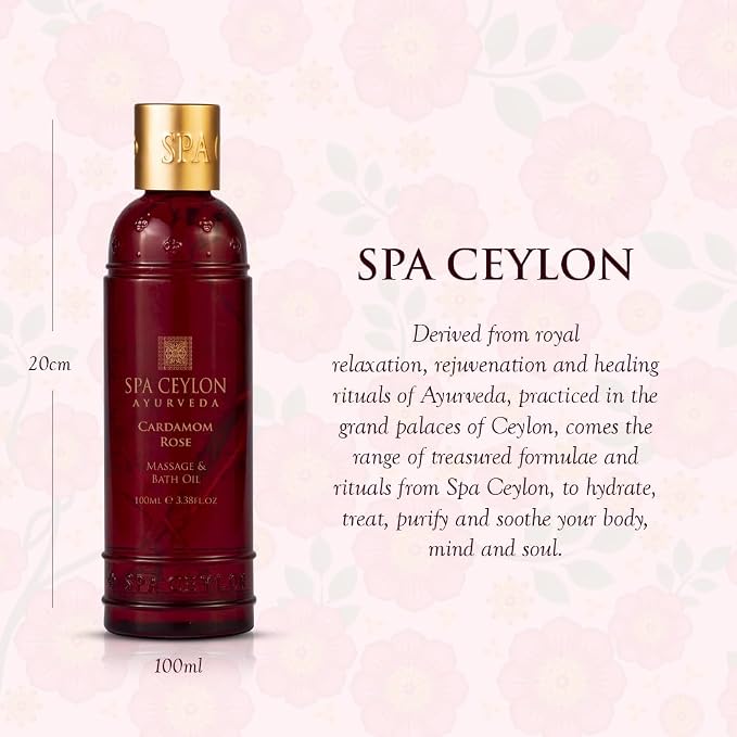 Spa Ceylon Cardamom Rose Massage & Bath Oil for Soothing Body Ritual | Natural Massage Oil | Oil for Massage Therapy