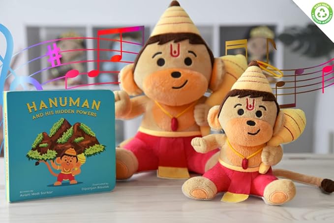 MODI TOYS Baby Hanuman (Small - 7 inch) Mantra Singing Plush Toy | Ideal for Newborns, Infants, Toddlers, Grandparents | Best for Diwali, Baby Shower, Birthday, Housewarming