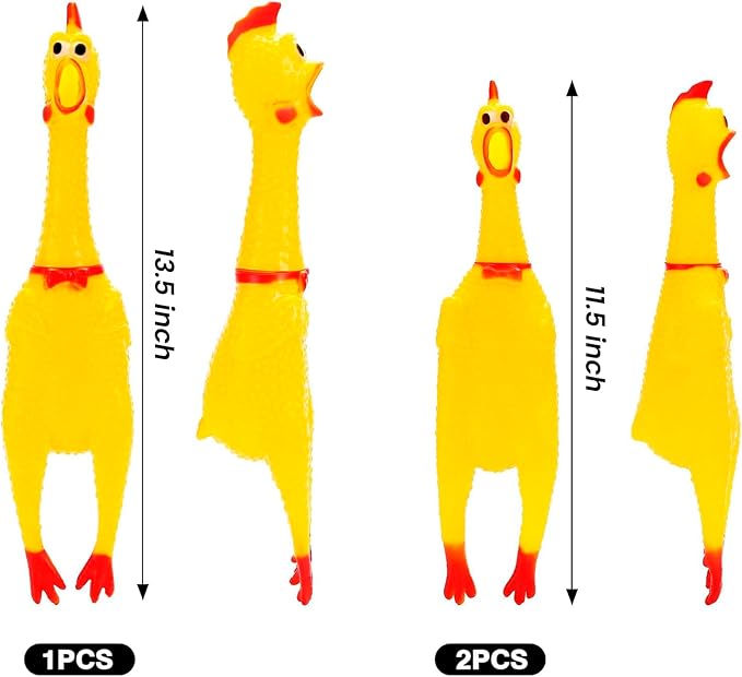 POPLAY 3 PCS Screaming Chickens, Prank Novelty Toys Squeaky Rubber Chickens for Dogs