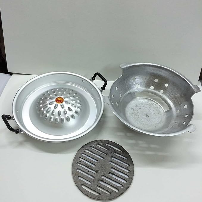 Aluminum Thai Korean Charcoal Barbecue Stove + BBQ Grill Topper 30 cm 12"