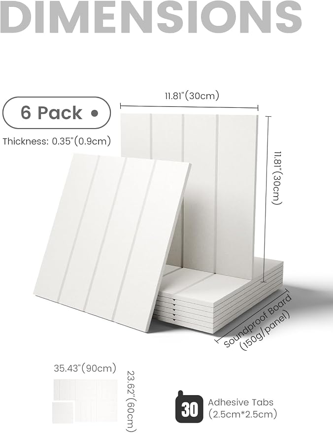 Fluxynara 36" x 24" Large Felt Bulletin Board, Milky White | 6 Pack Cork Board Alternative with 30 Safe Adhesive Tabs, Pin Boards for Wall Decor, Home, Office, Classroom,Dorm