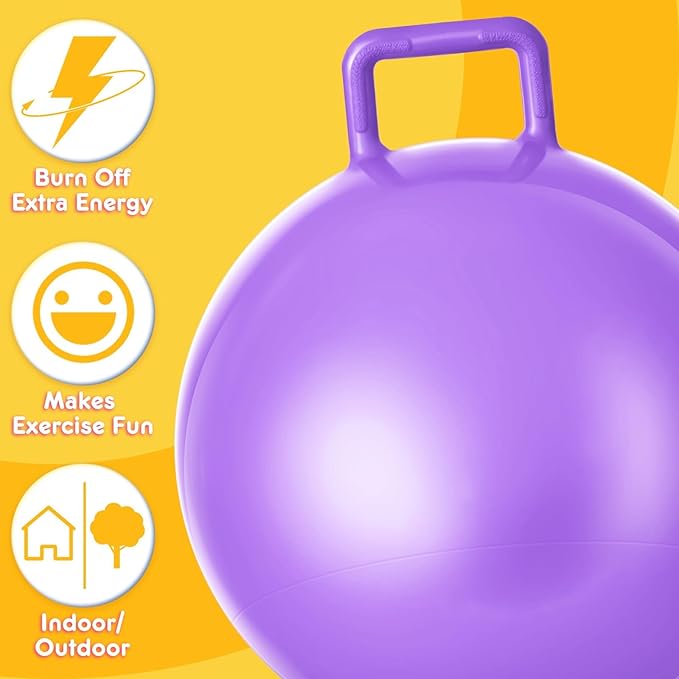 Lewtemi 6 Pcs Hopper Ball Carnival Outdoor Games 18 Inch Jumping Hopping Inflatable Bouncing Ball with Handle and Air Pump for Sport Exercise