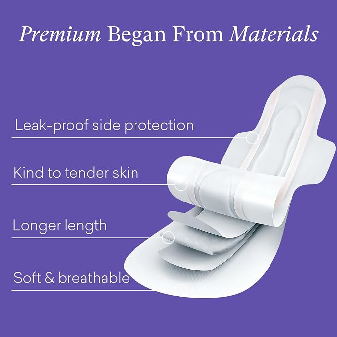 PurComfy Premium Postpartum Pads with Wings, Large Maximum Absorbency Postpartum Maternity Pads Ultra Soft Heavy Flow Secure Leak Protection After Birth, 96ct