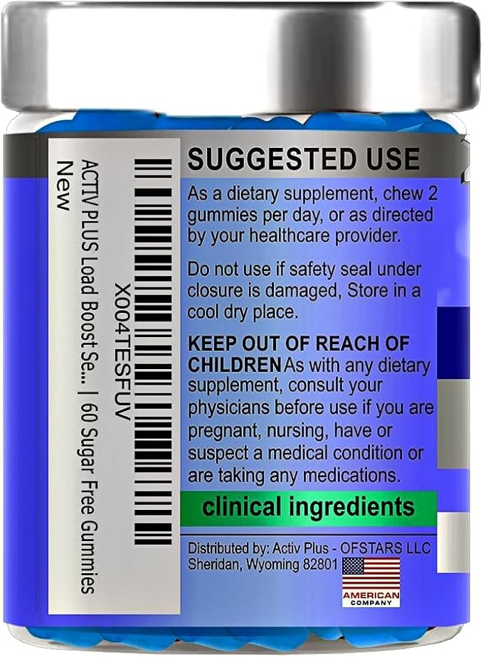 ACTIV Plus Semen Volume Booster Maximizer for Male Fertility - 4 Clinically Studied Ingredients - Sugar Free Pineapple & Blueberry Gummies - 60 Count