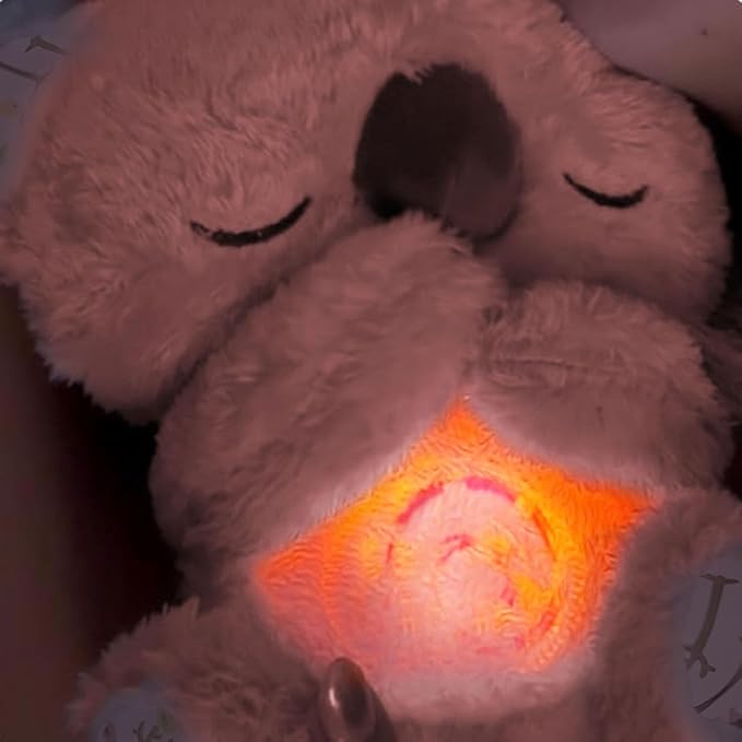 Relief Koala Breathing Stuffed Toy, Anxiety Relief Plush Breathing Animal, Sleeping Koala Plush Breathing with Musical Lights & Adjustable Rhythmic Breathing Motion (Pink)