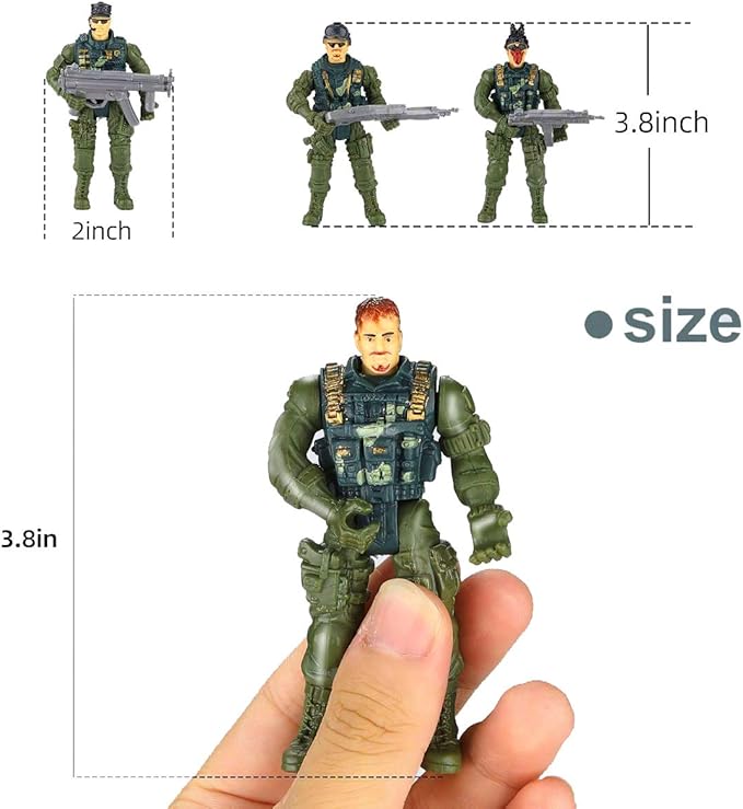 Soldier Action Figure Army Men with Weapon Accessories/ SWAT Team Figure Military Playset，Great for Christmas, Birthday, Set of 6/8