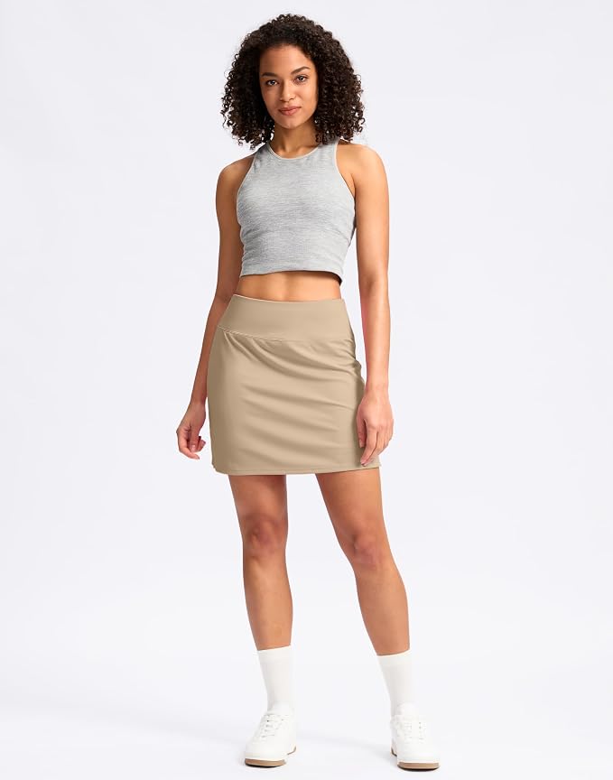 16" Skorts with 2 Pockets | Side Slits, High Waisted, A Line, Casual, Pickleball, Athletic, Golf, Tennis Skirt, for Women