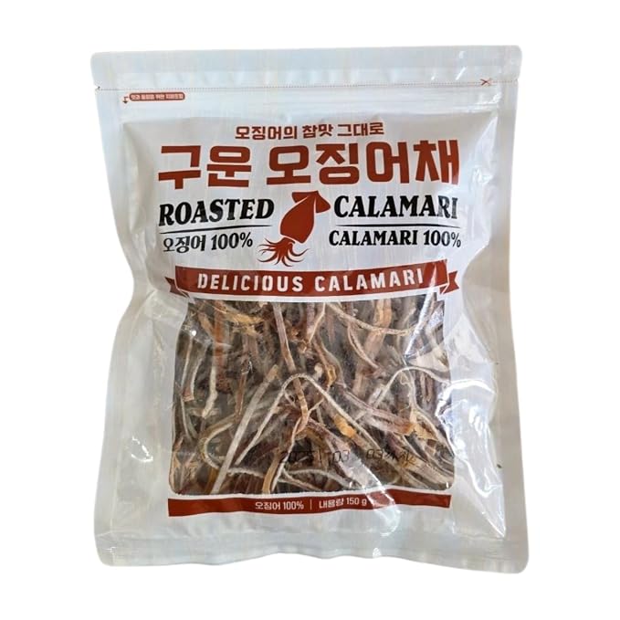 Gangwon Roasted Dried Squid Snack, Korean Squid Jerky, 9g Protein, 5.29oz | 100% roasted dried squid · 6 servings per container · Resealable bag · High-protein Korean seafood snack for adults & kids