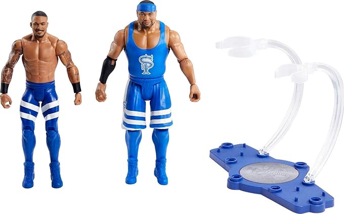 Mattel WWE Championship Showdown 2-Pack Action Figures & Accessory, Series #8 Angelo Dawkins vs Montez Ford Collectible Set, 6-inch