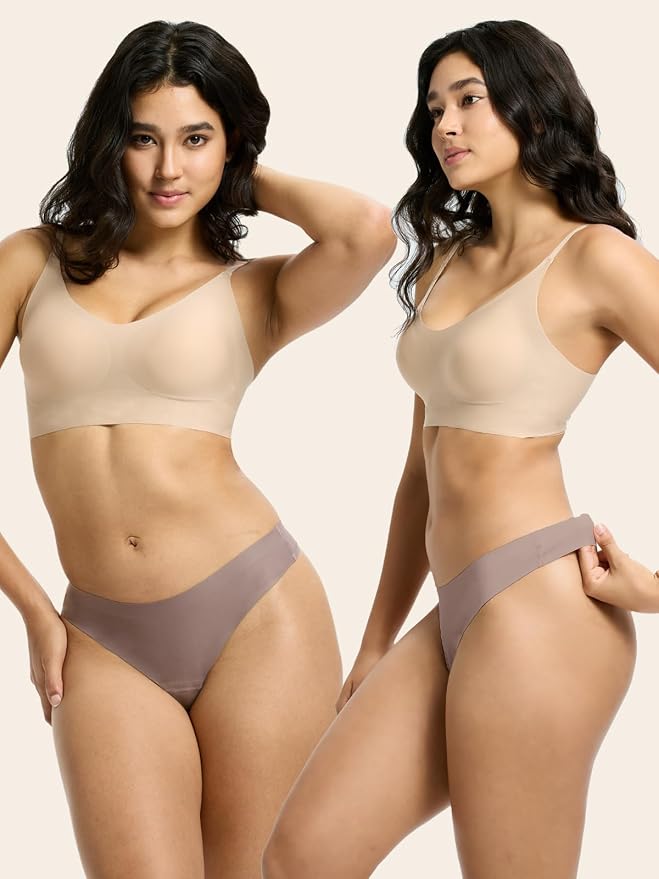 Seamless Thong Period Underwear for Women Teens Light Flow Moisture Wicking Side Leak Prevention Panties 3 Pack